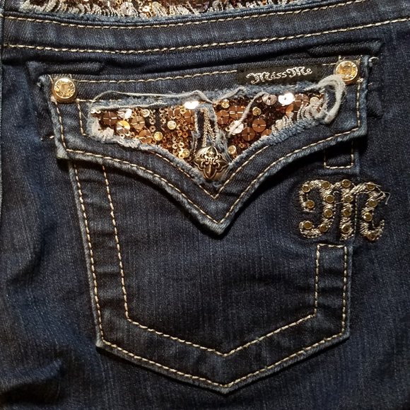 Miss Me JE5731E2L Easy Boot Sequined Jeans - 27 X 33 - Picture 13 of 16